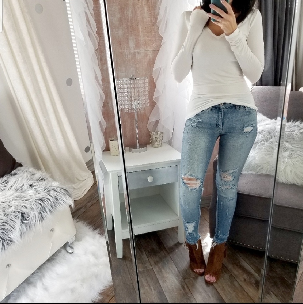 White L/S Basic Tee - Picture 2 of 6